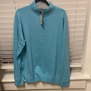 Peter Millar Men's Zip Mock Sweater - Aqua